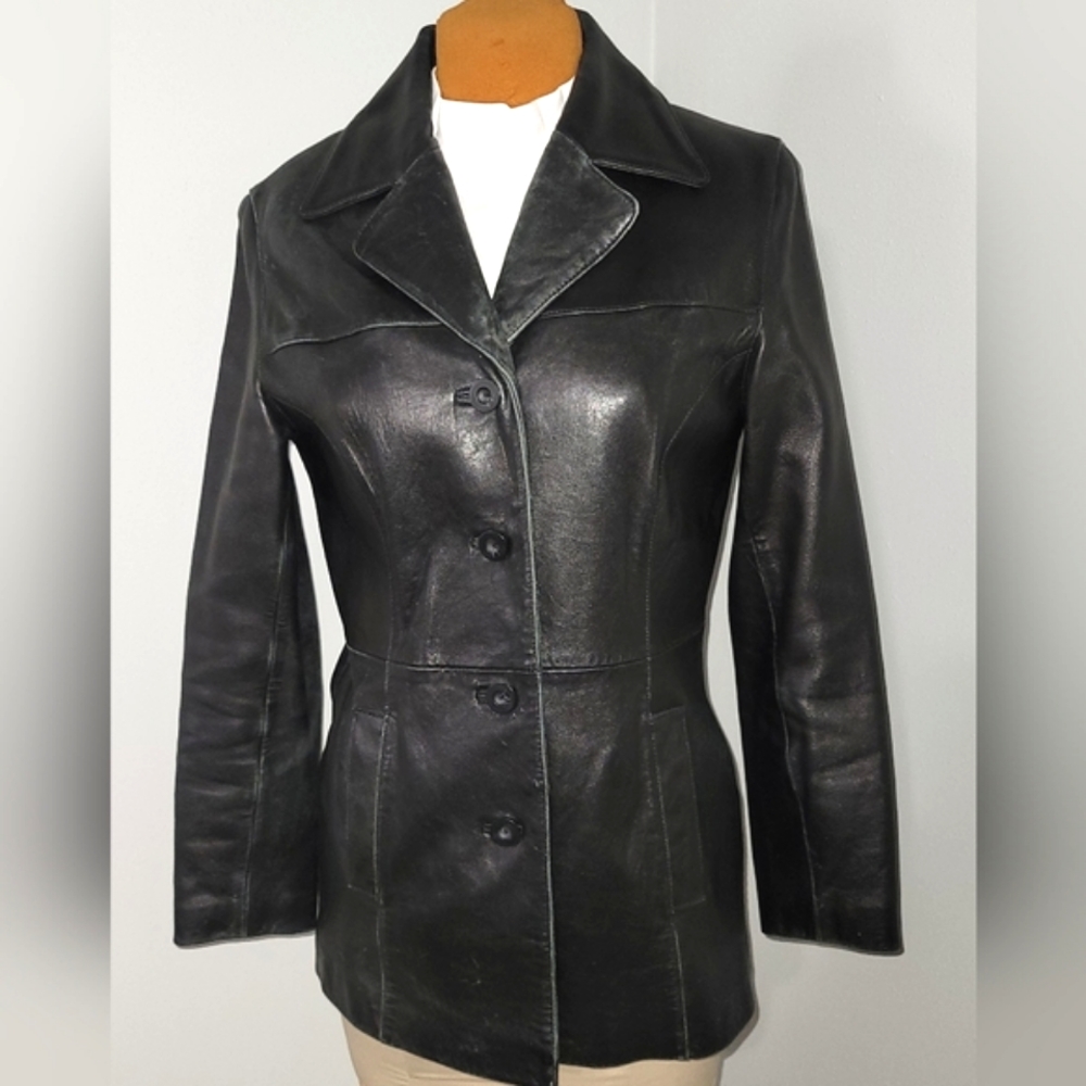 Vintage 90's black leather jacket  Sz M